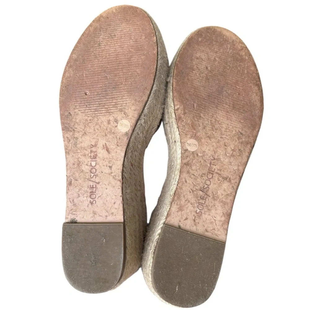 Sole Society Tan Snake-Print Espadrille Wedge Sandals